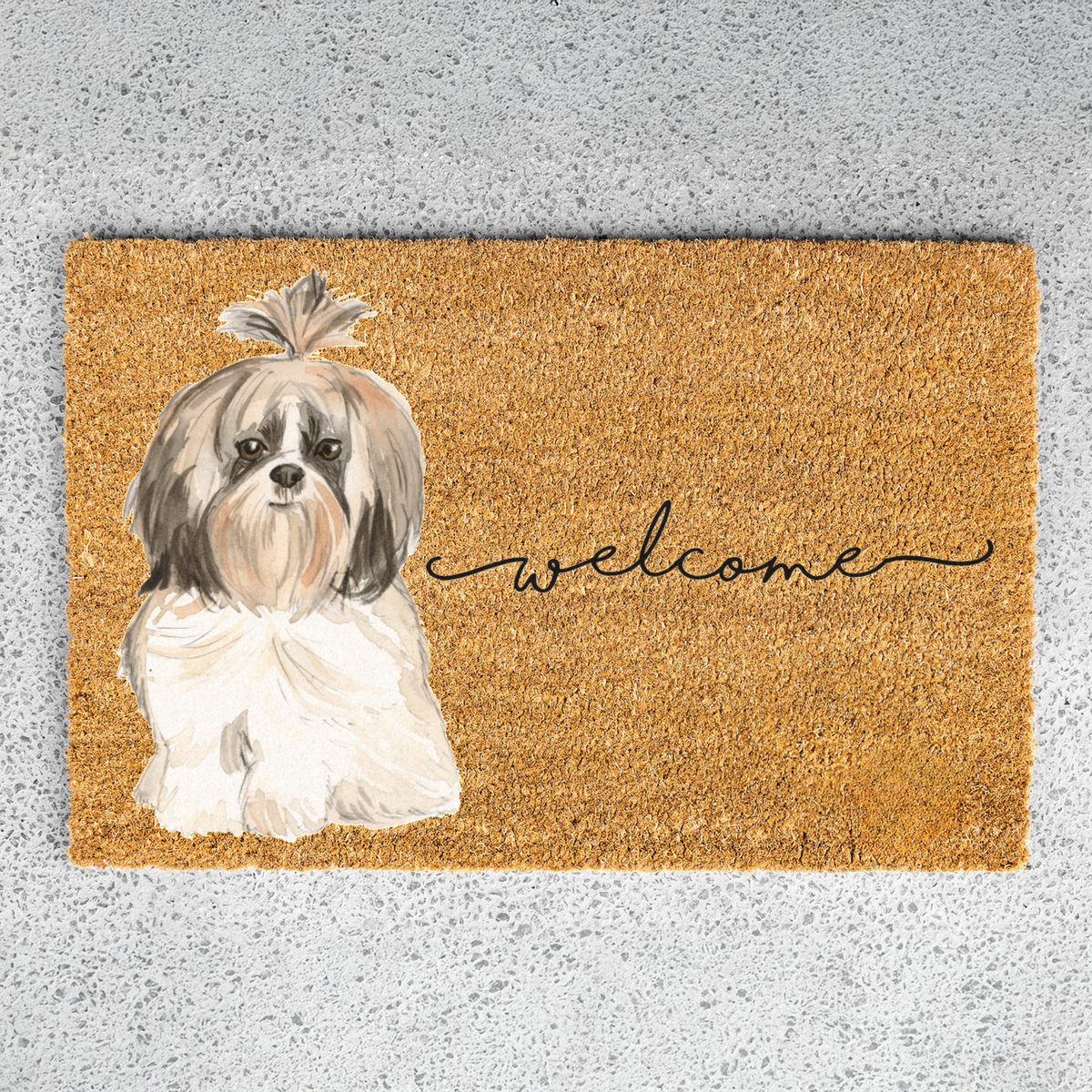 Watercolor Shih Tzu Welcome Mat