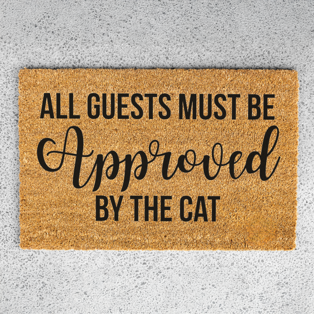 Funny Cat Doormat, All Guests Must Be Approved by the Cat, Cat Lover Welcome Mat, Humorous Front Door Decor, Cat Owner Housewarming Gift
