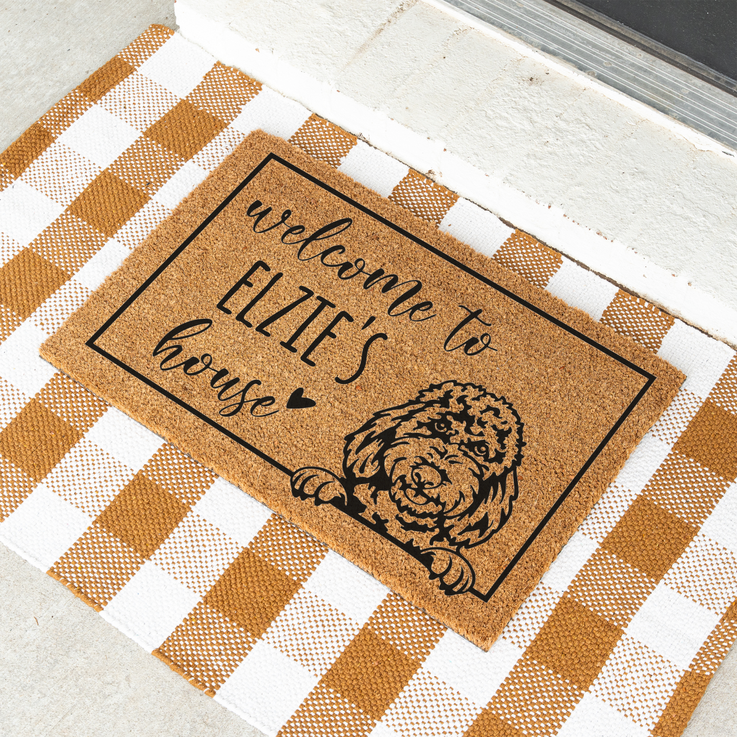 Personalized Doodle Welcome Doormat, Funny Welcome Mat, Outdoor Front Door Decor, Dog Doormat Funny, Custom Doormat