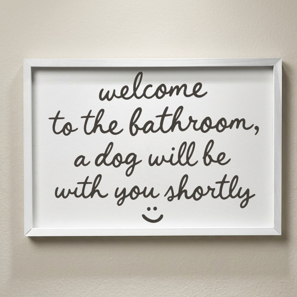 Funny Dog Bathroom Sign, Welcome to the Bathroom Dog Wall Art, Rustic Framed Bathroom Decor, Dog Lover Gift, Funny Pet Owner Home Decor