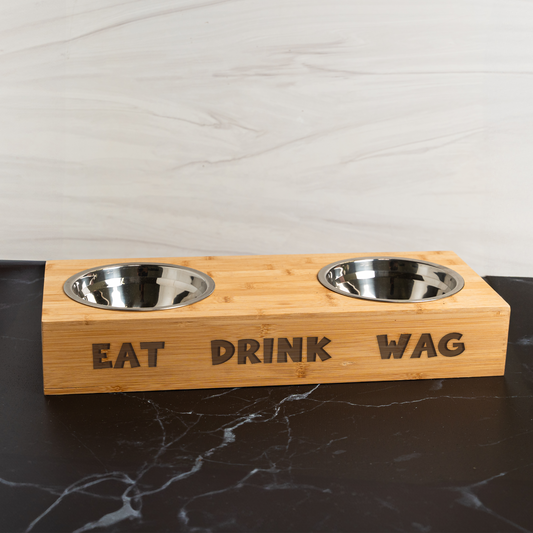 Eat, Drink, Wag Bamboo Pet Feeder