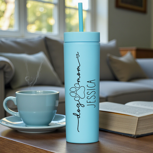 Personalized Dog Mom Skinny Tumbler