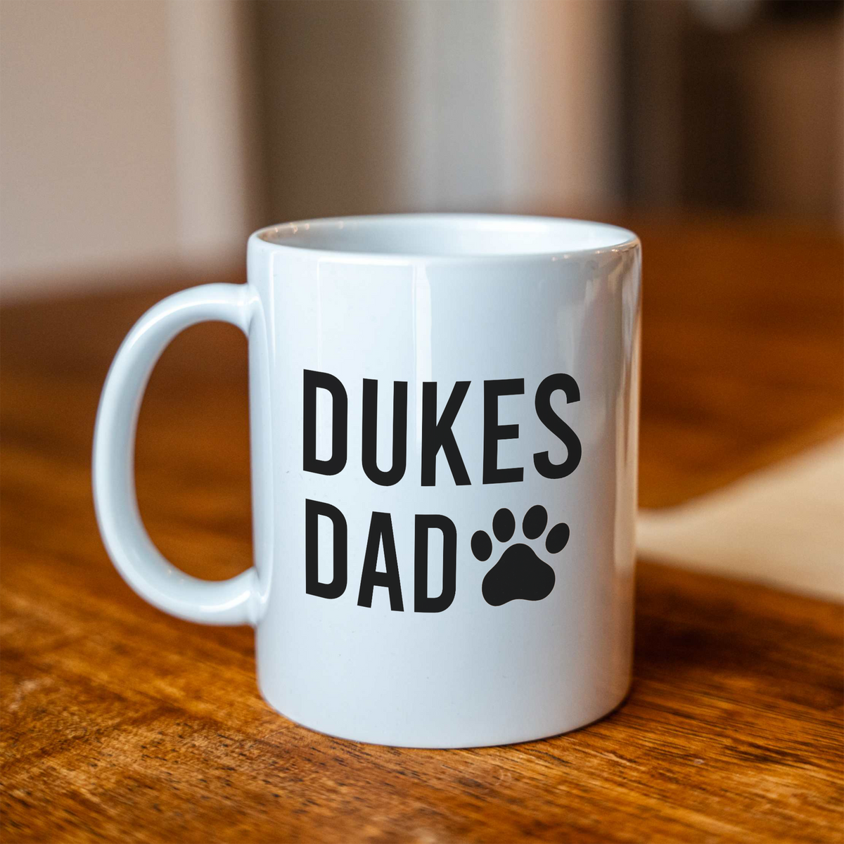 Dukes Dad Coffee Mug, Personalized Dog Dad Mug, Custom Dog Name Coffee Cup, Paw Print Mug, Dog Lover Gift for Him, Father's Day Dog Dad Gift