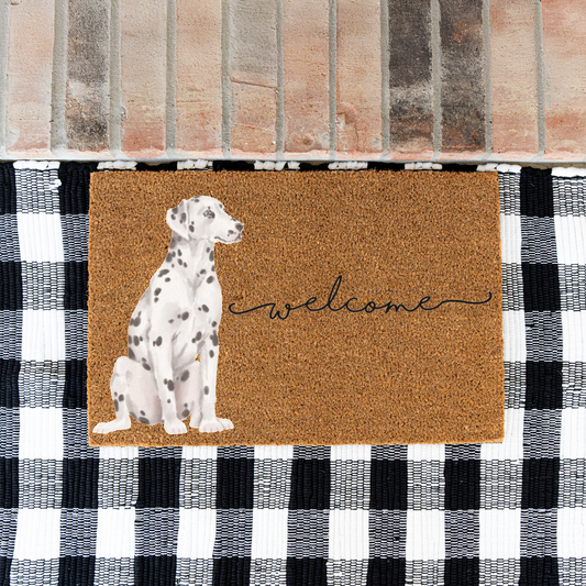 Dalmatian Doormat, Dalmatian Welcome Mat, Dog Lover Gift, Spotted Dog Front Door Mat, Dalmatian Mom Gift, Cute Pet Porch Home Decor