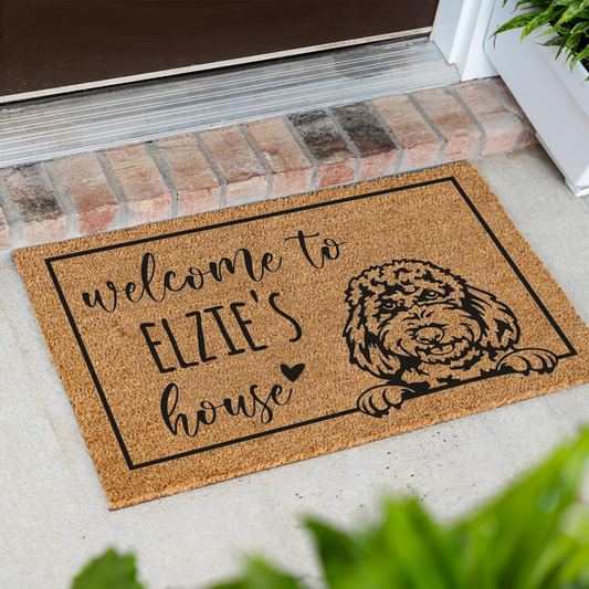 Personalized Doodle Welcome Doormat, Funny Welcome Mat, Outdoor Front Door Decor, Dog Doormat Funny, Custom Doormat