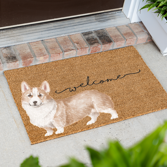 Corgi Doormat, Corgi Welcome Mat, Corgi Lover Gift, Dog Front Door Mat, Corgi Mom Gift, Watercolor Dog Porch Decor, Housewarming Gift