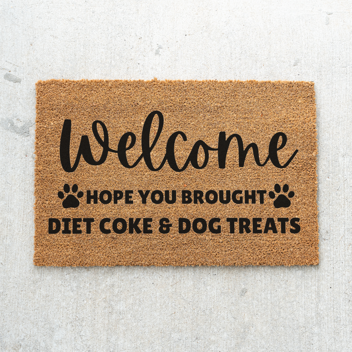 Funny Dog Welcome Doormat, Hope You Brought Diet Coke and Dog Treats Mat, Dog Lover Gift, Cute Front Porch Decor, Dog Mom Housewarming Gift
