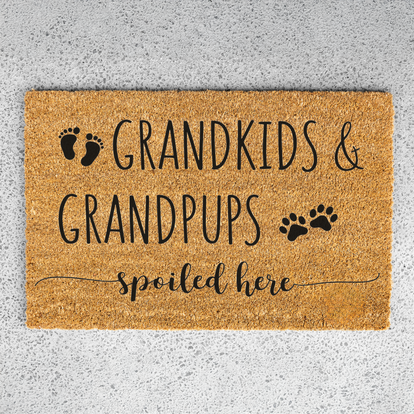 Grandkids Grandpups Spoiled Here Doormat, Perfect Gift for Pet Lovers and Grandparents, Dog Doormat