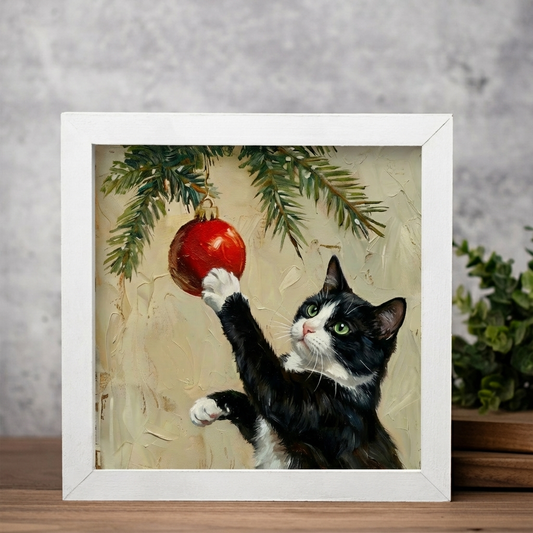Christmas Cat Framed Wall Art