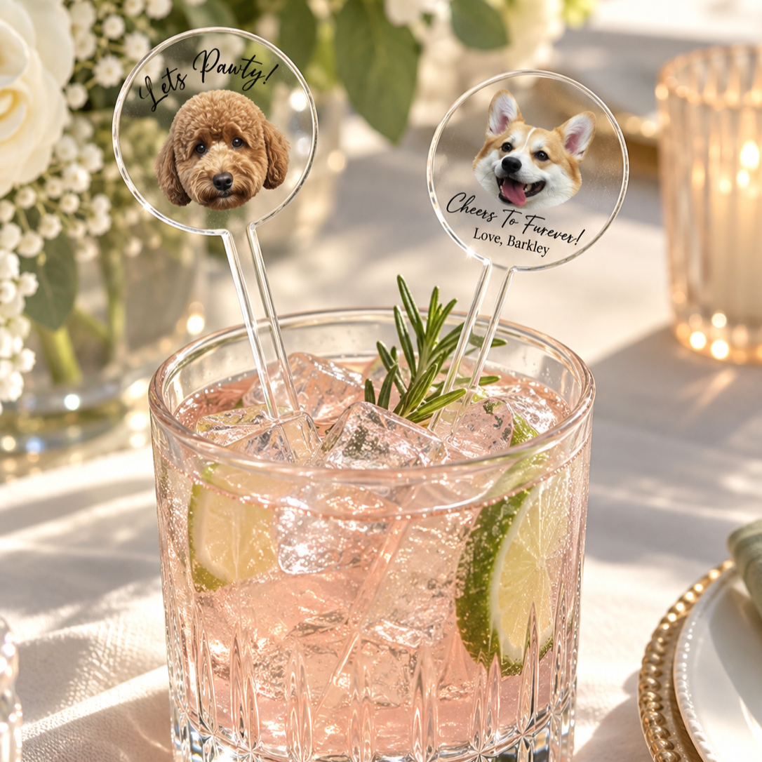 Personalized Dog Wedding Drink Stirrers
