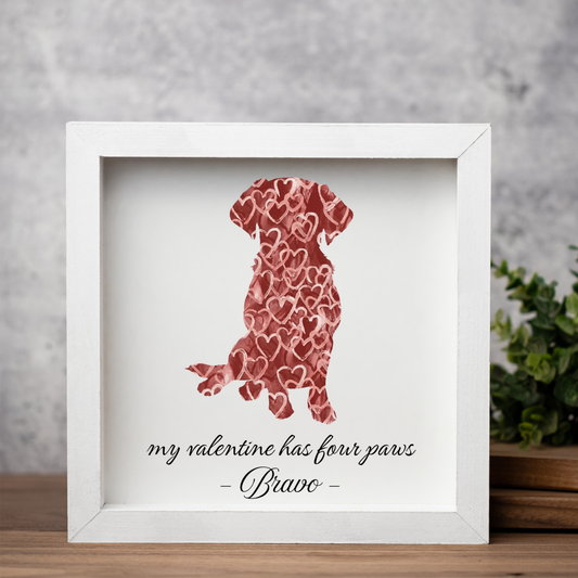 Personalized "my valentine has four paws" Framed Print