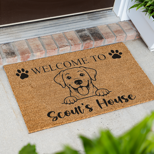 Personalized Labrador Doormat, Custom Lab Welcome Mat, Dog Name Door Mat, Labrador Retriever Gift, Dog Lover Housewarming Front Door Decor