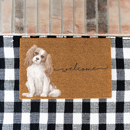 Cavalier King Charles Spaniel Doormat, Cavalier Welcome Mat, Dog Lover Gift, Cavalier Mom Gift, Cute Dog Porch Decor, Front Door Mat