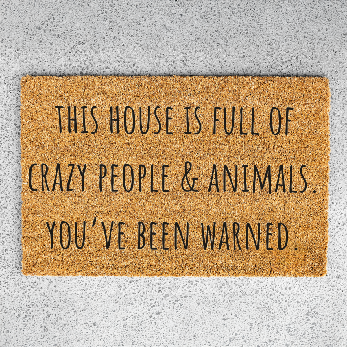 Funny Doormat, This House Is Full of Crazy People and Animals, You've Been Warned Welcome Mat, Pet Lover Gift, Housewarming Door Decor