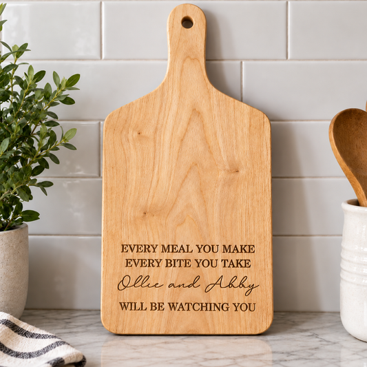 Every Meal and Bite Custom Dog Paddle Cutting Board