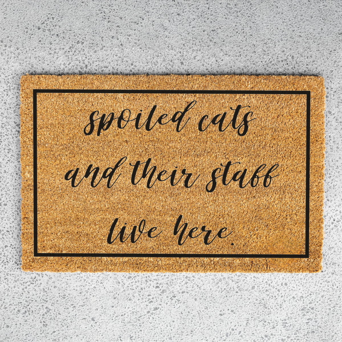 Spoiled Cats and Their Staff Live Here Doormat, Funny Cat Welcome Mat, Cat Lover Gift, Pet Owner Front Door Decor, Housewarming Gift