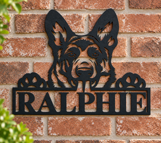 Personalized German Shepherd Sign, Custom Dog Name Metal Sign, German Shepherd Gift, Powder Coated Dog Sign, Pet Yard Fence Decor