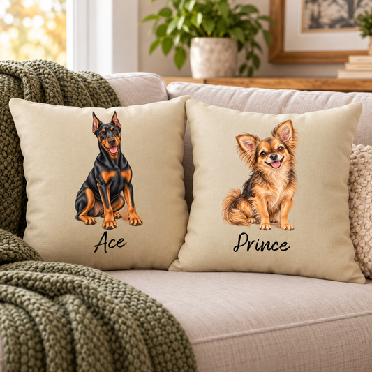Personalized Dog Name and Breed Pillow Cover