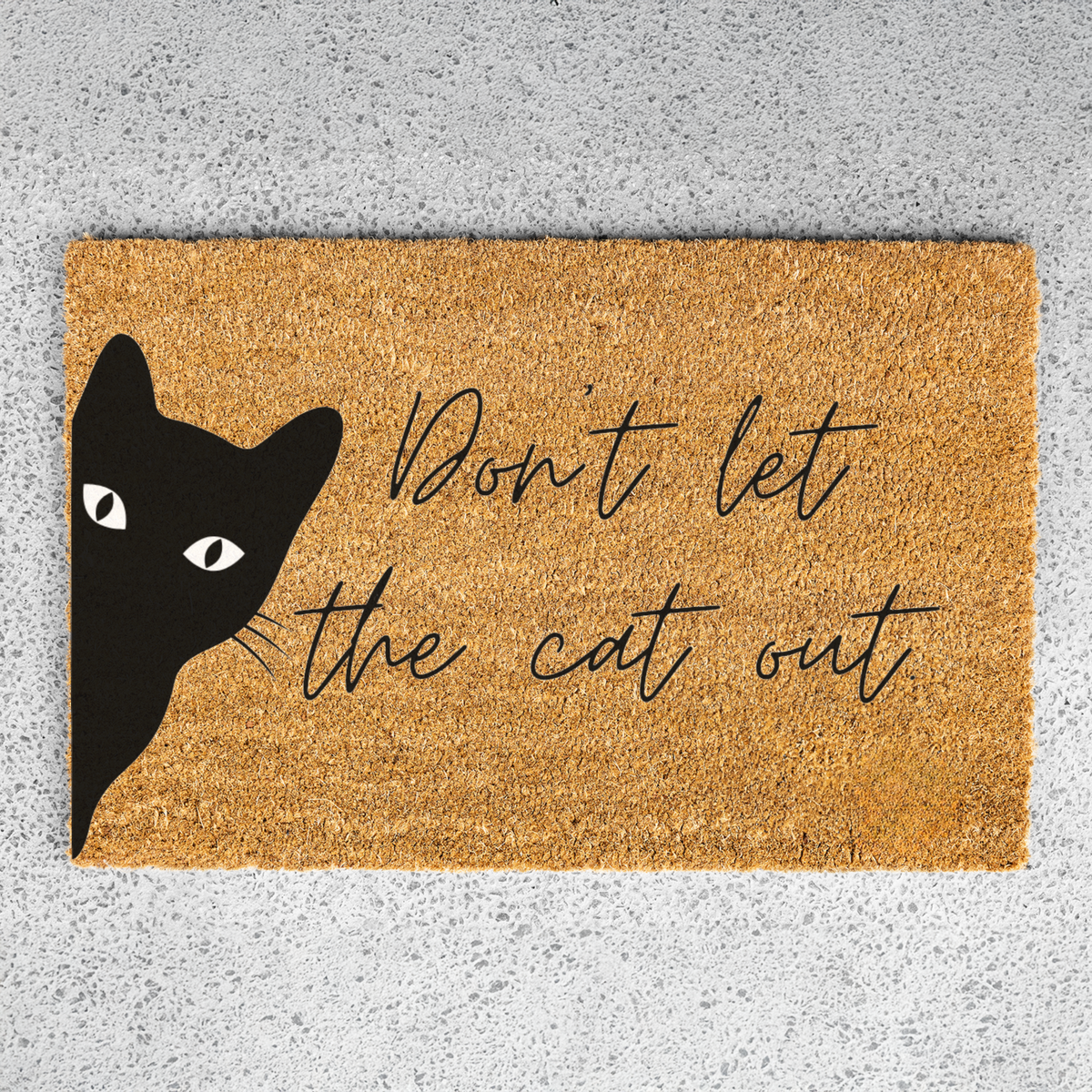Funny Cat Doormat, Don’t Let the Cat Out Welcome Mat, Black Cat Door Mat, Cat Lover Gift, Funny Front Door Decor, Pet Owner Housewarming
