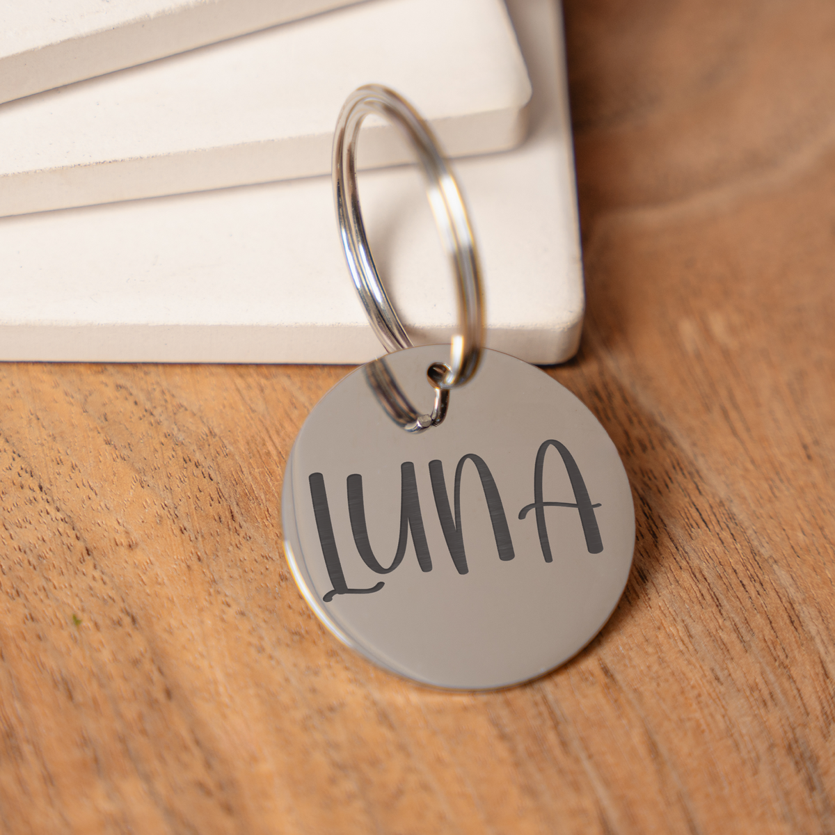 Personalized Name Keychain, Custom Gold Round Keychain, Engraved Name Key Ring, Minimalist Keychain, Custom Gift for Her, Stocking Stuffer