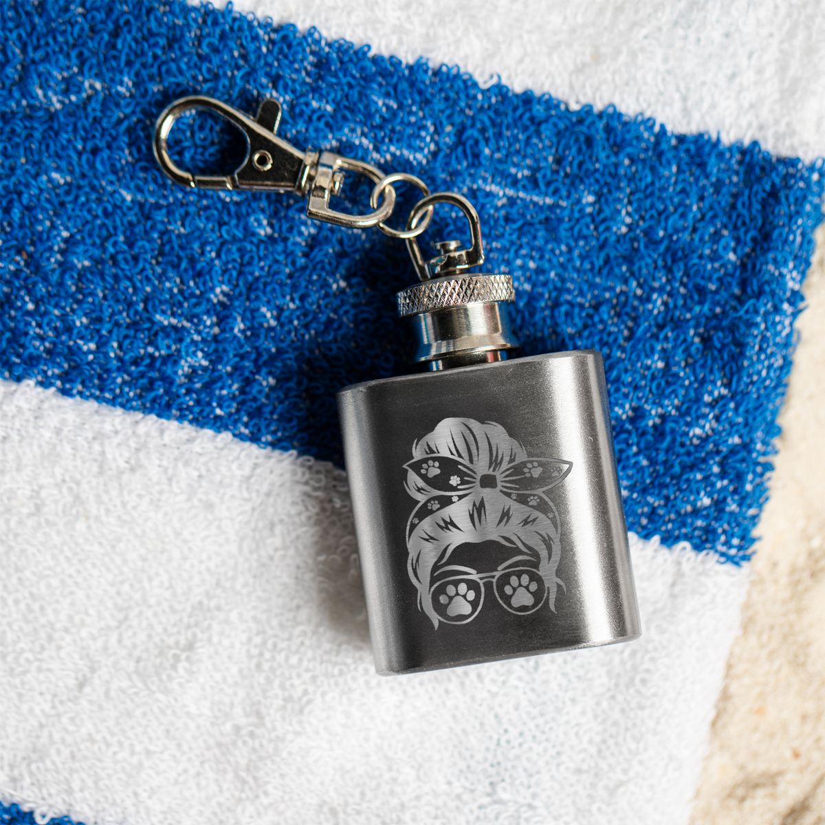 Dog Mom Keychain Flask | Funny Dog Lover Gift | Mini Stainless Steel Flask | Dog Mom Stocking Stuffer | Pet Mom Gift | Dog Lover Accessory