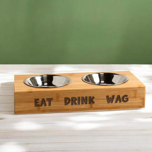 Eat, Drink, Wag Bamboo Pet Feeder