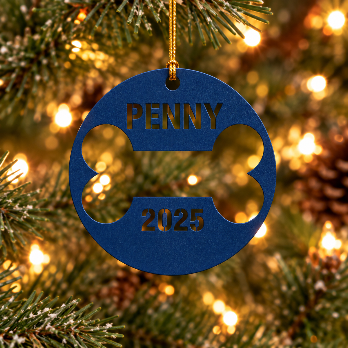 Custom Pet Tag Inspired Name and Year Christmas Ornament