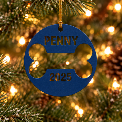 Custom Pet Tag Inspired Name and Year Christmas Ornament