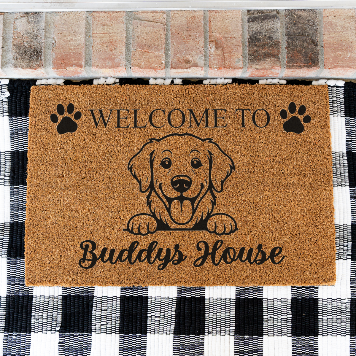 Personalized Dog Doormat, Custom Dog Name Welcome Mat, Welcome to Dogs House, Pet Lover Gift, Dog Owner Housewarming Front Door Decor