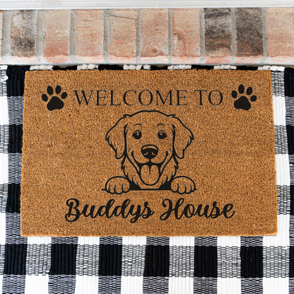Personalized Dog Doormat, Custom Dog Name Welcome Mat, Welcome to Dogs House, Pet Lover Gift, Dog Owner Housewarming Front Door Decor