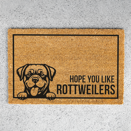 Rottweiler Doormat, Hope You Like Rottweilers Welcome Mat, Funny Rottie Doormat, Rottweiler Gift, Dog Lover Welcome Mat, Rottie Decor