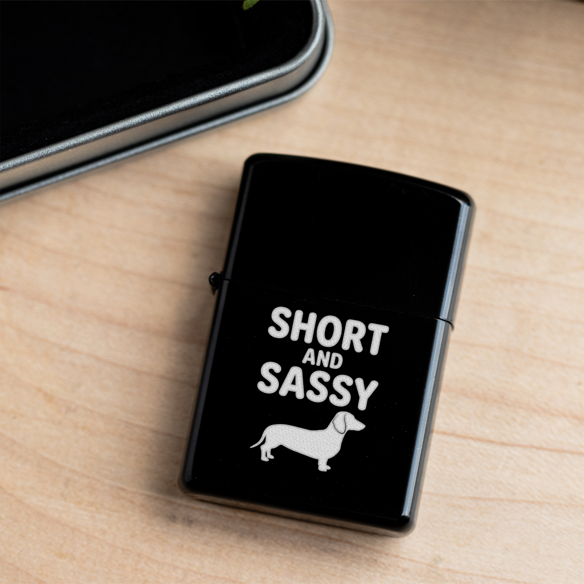 Engraved 'Short and Sassy' Dachshund Lighter