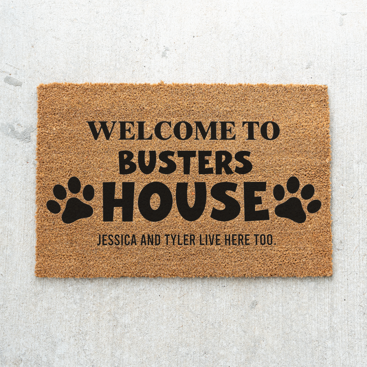 Personalized Dog Doormat, Welcome to Busters House Mat, Custom Dog Name Door Mat, Funny Pet Lover Gift, Dog Mom Housewarming Decor