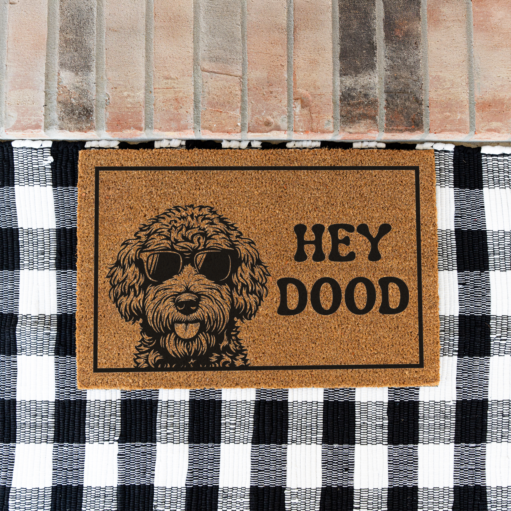 Hey Dood Funny Welcome Dog Doormat, Non-Slip Entrance Rug, Indoor Outdoor Mat, Home Decoration, Funny Dog Gift Decor Doormat