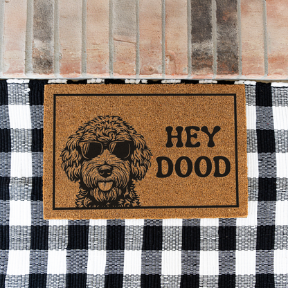 Hey Dood Funny Welcome Dog Doormat, Non-Slip Entrance Rug, Indoor Outdoor Mat, Home Decoration, Funny Dog Gift Decor Doormat