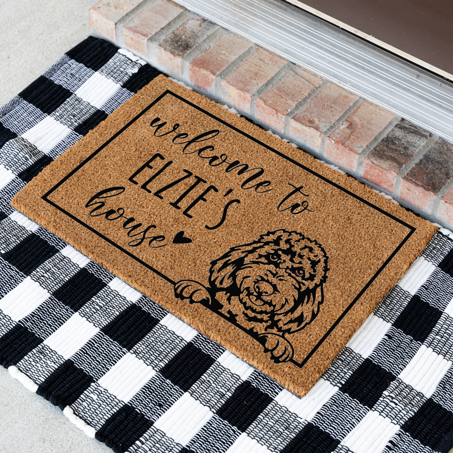 Personalized Doodle Welcome Doormat, Funny Welcome Mat, Outdoor Front Door Decor, Dog Doormat Funny, Custom Doormat