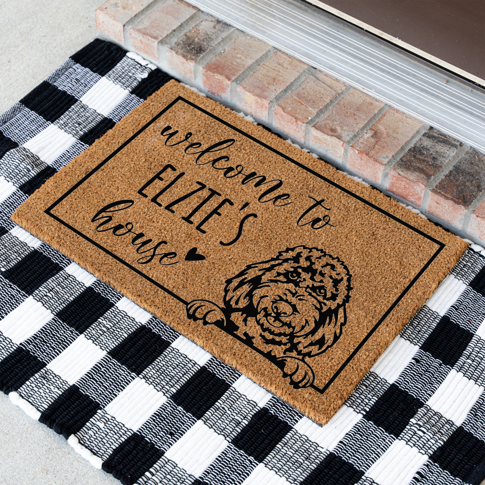Personalized Doodle Welcome Doormat, Funny Welcome Mat, Outdoor Front Door Decor, Dog Doormat Funny, Custom Doormat