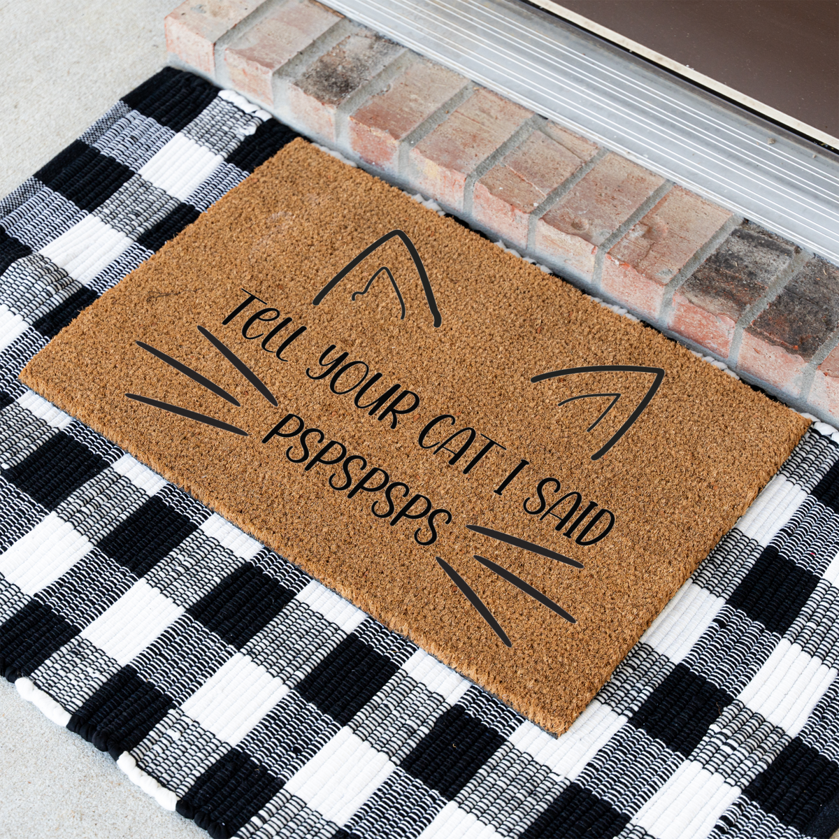 Funny Cat Doormat, Tell Your Cat I Said Pspspsps Welcome Mat, Cat Lover Gift, Cat Owner Door Mat, Cute Feline Front Door Housewarming Decor