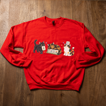 Mahjong Cat Sweatshirt, Funny Cat Lover Mahjong Crewneck, Mahjong Gift for Her, Cute Kitty Mah Jongg Shirt, Game Night Pullover