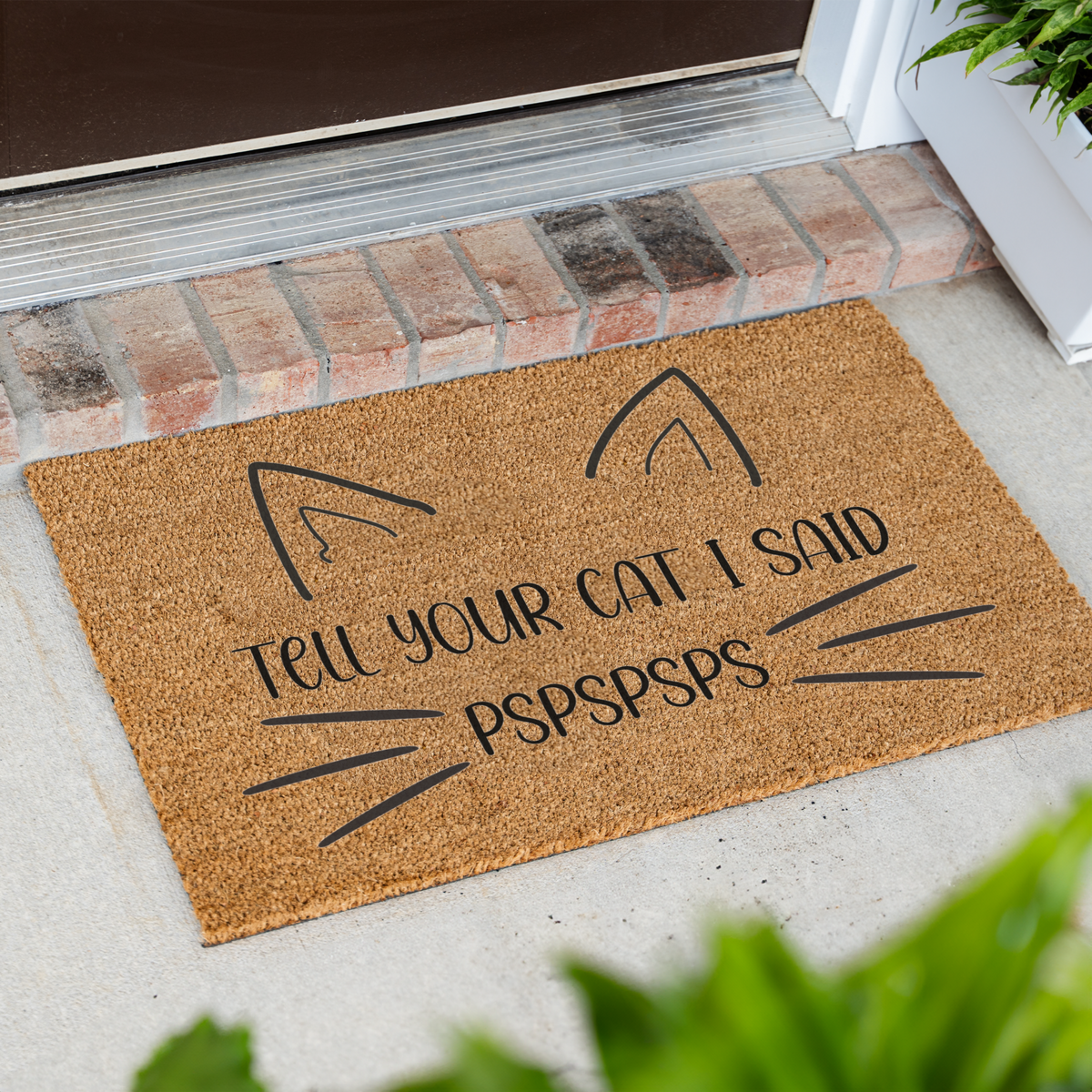 Funny Cat Doormat, Tell Your Cat I Said Pspspsps Welcome Mat, Cat Lover Gift, Cat Owner Door Mat, Cute Feline Front Door Housewarming Decor