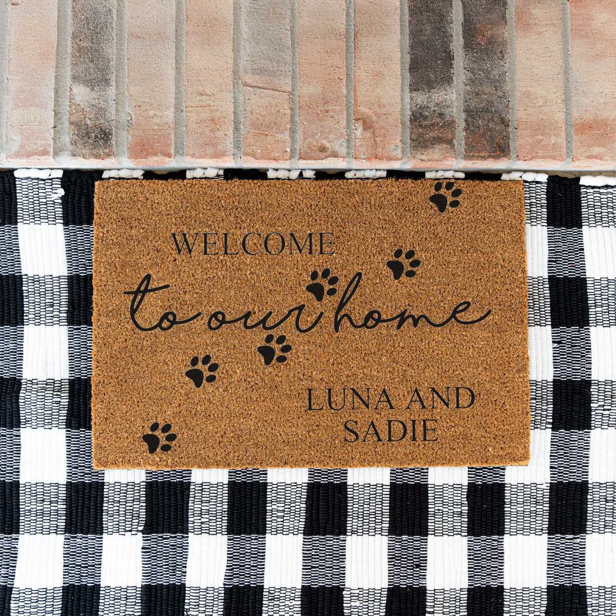 Personalized Pet Doormat, Welcome to Our Home Custom Pet Name Mat, Paw Print Door Mat, Dog Cat Lover Gift, Personalized Housewarming Decor