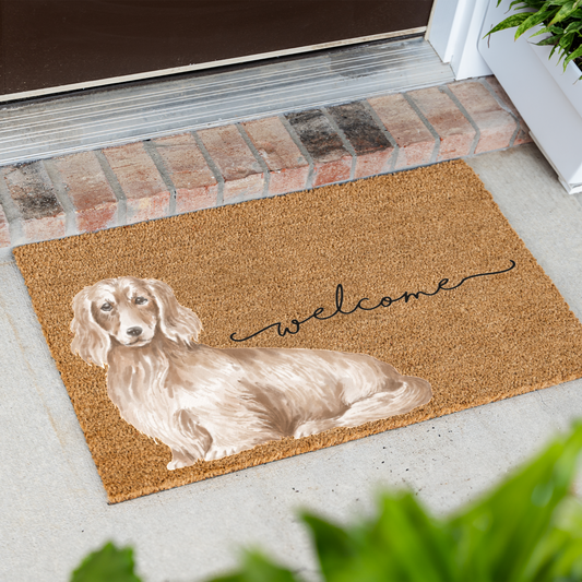 Long Haired Dachshund Doormat, Dachshund Welcome Mat, Wiener Dog Lover Gift, Dachshund Mom Gift, Cute Dog Porch Decor, Front Door Mat