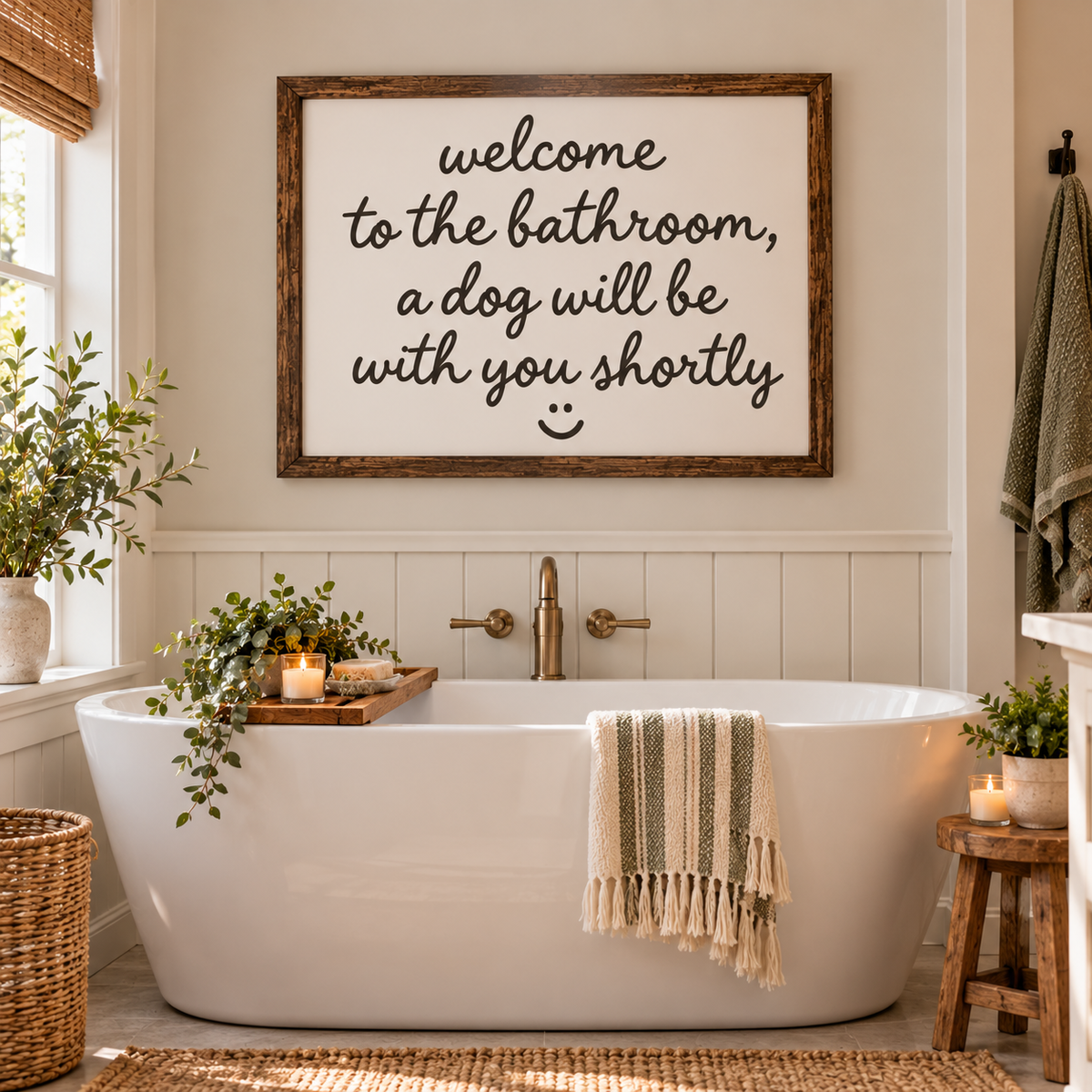 Welcome to the Bathroom Dog Wall Art