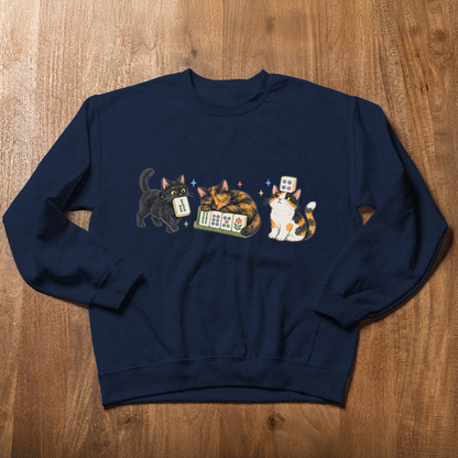 Mahjong Cat Sweatshirt, Funny Cat Lover Mahjong Crewneck, Mahjong Gift for Her, Cute Kitty Mah Jongg Shirt, Game Night Pullover