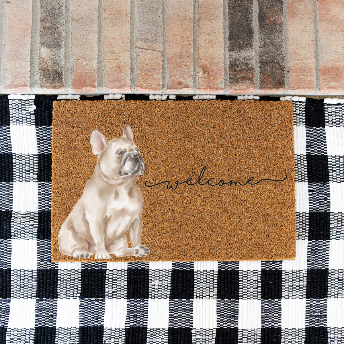 French Bulldog Doormat, Frenchie Welcome Mat, French Bulldog Lover Gift, Dog Front Door Mat, Frenchie Mom Gift, Cute Dog Porch Decor