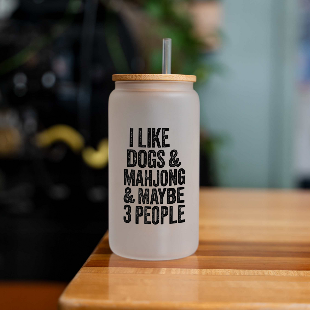 Mahjong Glass Can, I Like Dogs & Mahjong Cup, Funny Mahjong Gift, Dog Lover Iced Coffee Glass, Mahjong Player Gift, Game Night Tumbler