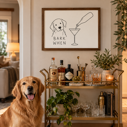 Bark When Funny Dog Framed Bar Sign