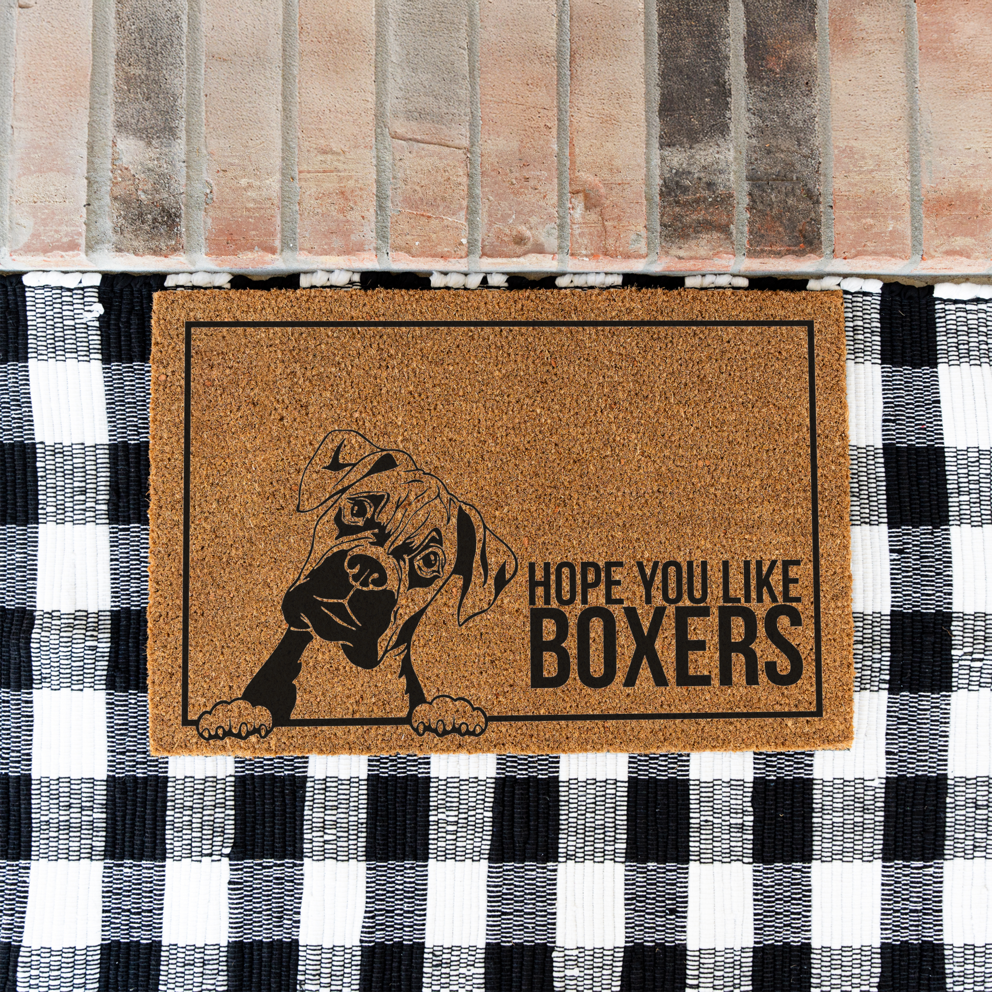 Hope You Like Boxers Funny Dog Doormat, Funny Dog Boxer Doormat, Durable Coir Mat for Entryway, Dog Door Mat