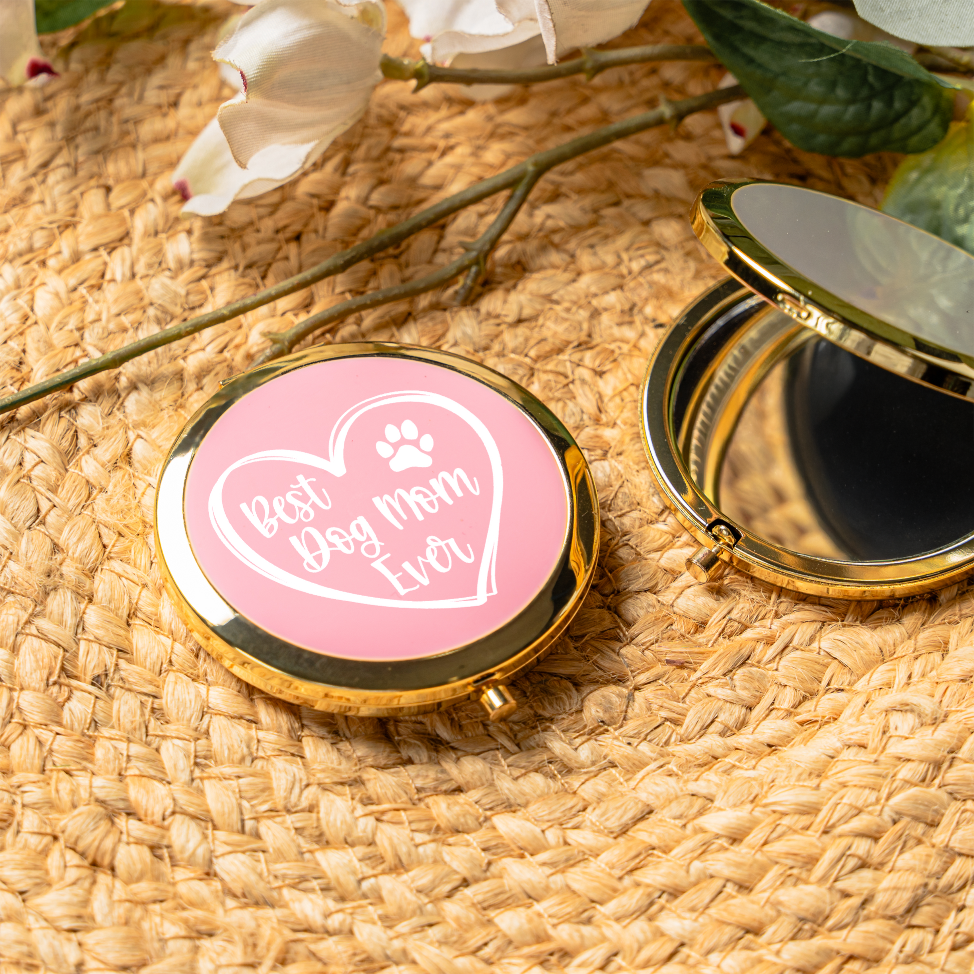Best Dog Mom Ever Compact Mirror | Dog Mom Pocket Mirror | Funny Dog Lover Gift | Purse Makeup Mirror | Pet Mom Birthday Gift | Mother's Day