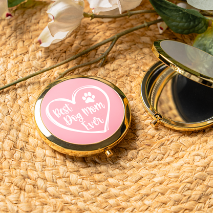 Best Dog Mom Ever Compact Mirror | Dog Mom Pocket Mirror | Funny Dog Lover Gift | Purse Makeup Mirror | Pet Mom Birthday Gift | Mother's Day